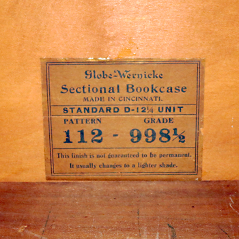 Antique Barrister Bookcase - Label